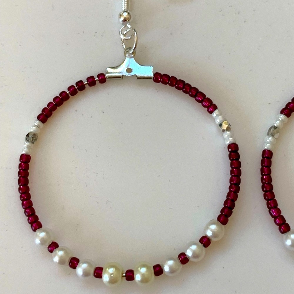 Handmade Beaded Hoop Earrings - Picture 8 of 11